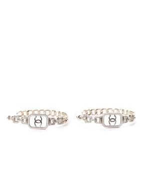 CHANEL Silver Logo Earrings